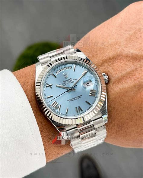 rolex day date platinum blue|newest rolex platinum day date.